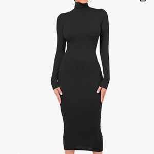 Black Turtle Neck Midi-Dress